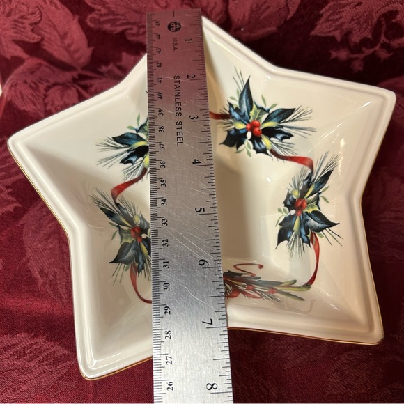 Lenox Winter Greetings Star Bowl Christmas Holiday EUC. 2.5”x7” Pretty - Picture 9 of 9